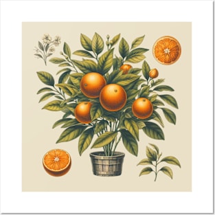 Orange Vintage Botanical Posters and Art